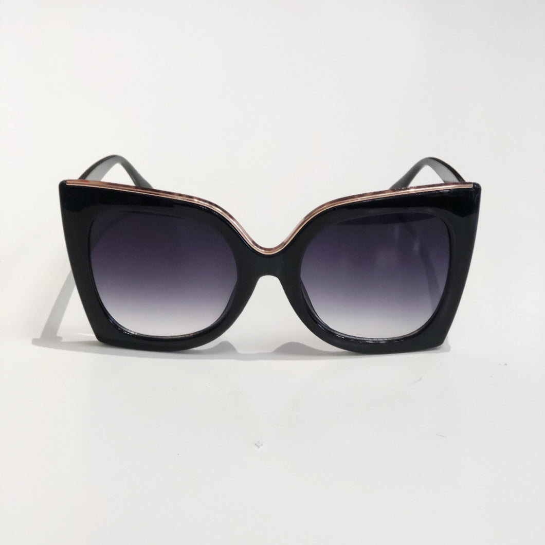 Black 'Gigi' Rose Gold Oversized Sunglasses - *Only Ships Within USA* - Sunglass Innovation®