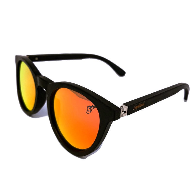 Polarized Sunset Mirror Lenses. Black Bamboo Frame. - *Only Ships Within USA* - Sunglass Innovation®
