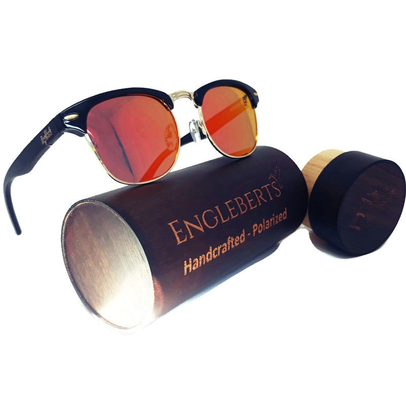Sunset Polarized Sunglasses, Black Bamboo With Case - *Only Ships Within USA* - Sunglass Innovation®