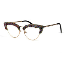 Load image into Gallery viewer, Vintage Half Frame Rhinestone Fashion Cat Eye Sunglasses - Sunglass Innovation®
