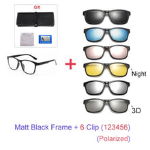 Load image into Gallery viewer, Unisex 3D Polarized Magnet Sunglasses. With 6 Clip On Lens. TR90 Frame. UV400. - Sunglass Innovation®
