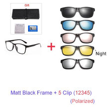 Load image into Gallery viewer, Unisex 3D Polarized Magnet Sunglasses. With 6 Clip On Lens. TR90 Frame. UV400. - Sunglass Innovation®
