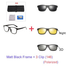 Load image into Gallery viewer, Unisex 3D Polarized Magnet Sunglasses. With 6 Clip On Lens. TR90 Frame. UV400. - Sunglass Innovation®
