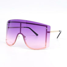 Load image into Gallery viewer, Oversized Blue Yellow Gradient Sunglasses Fashion Rimless Metal - *Only Ships Within USA* - Sunglass Innovation®

