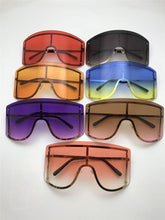 Load image into Gallery viewer, Oversized Blue Yellow Gradient Sunglasses Fashion Rimless Metal - *Only Ships Within USA* - Sunglass Innovation®
