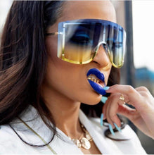 Load image into Gallery viewer, Oversized Blue Yellow Gradient Sunglasses Fashion Rimless Metal - *Only Ships Within USA* - Sunglass Innovation®
