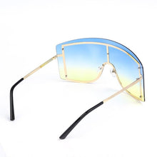 Load image into Gallery viewer, Oversized Blue Yellow Gradient Sunglasses Fashion Rimless Metal - *Only Ships Within USA* - Sunglass Innovation®
