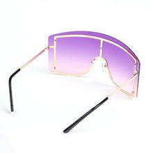 Load image into Gallery viewer, Oversized Blue Yellow Gradient Sunglasses Fashion Rimless Metal - *Only Ships Within USA* - Sunglass Innovation®
