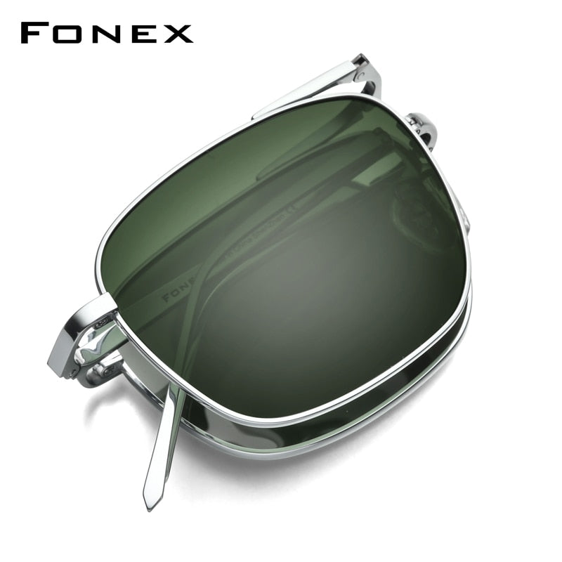 Men's Pure Titanium Polarized Square Folding Sunglasses - Sunglass Innovation®
